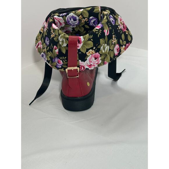 Women's Ribbon Lace up Cuff Floral Combat Boots Size 8.5-9 - Picture 8 of 10
